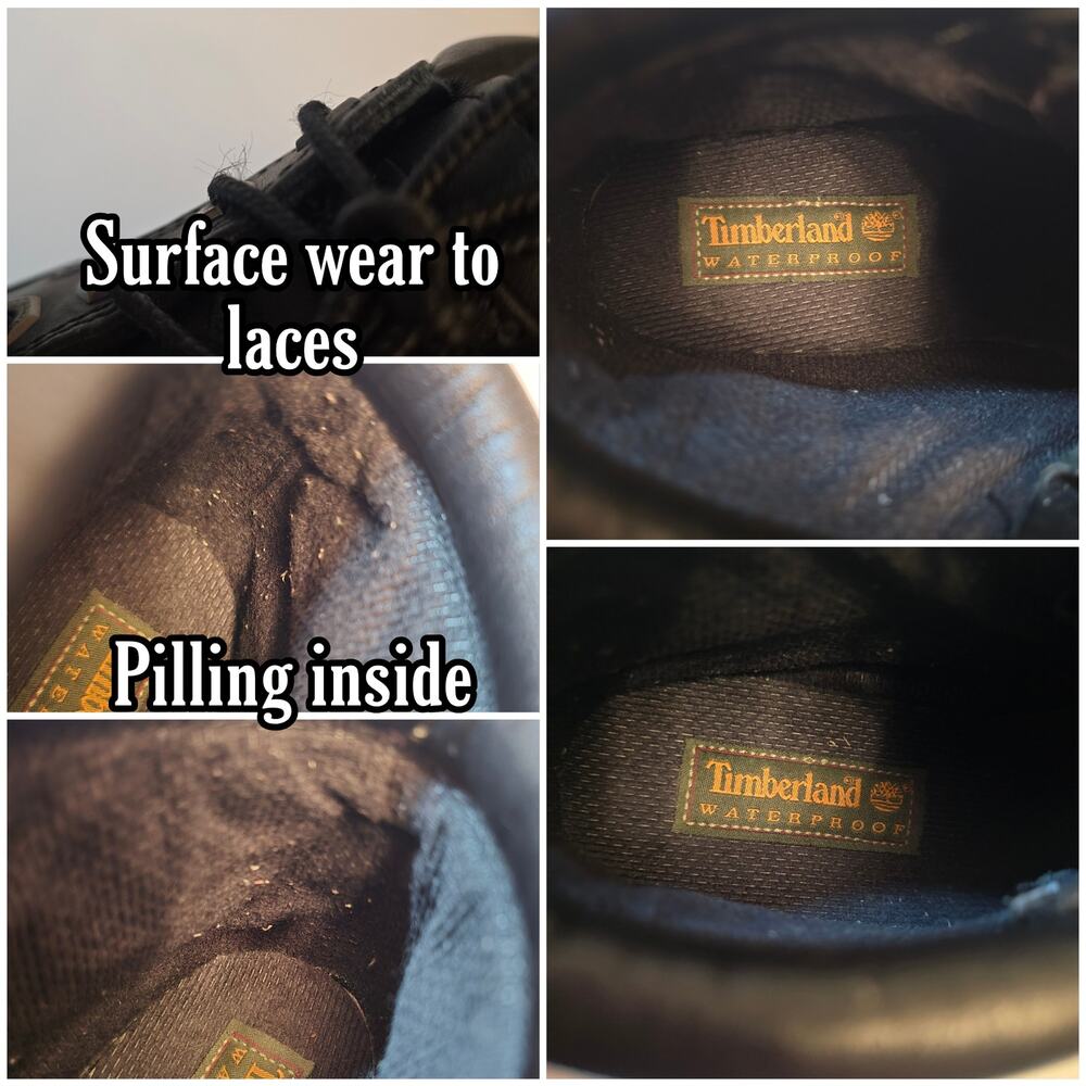 Timberland Nellie Chukka Boot Size 7.5 Black Leather Short Ankle Bootie Lug Sole - Picture 8 of 12